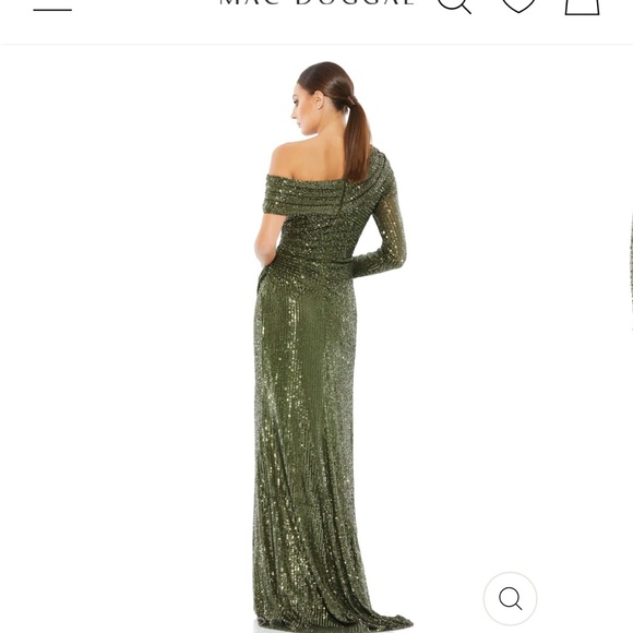 Asymmetric sleeve Mac Duggal sequin gown - Picture 2 of 3